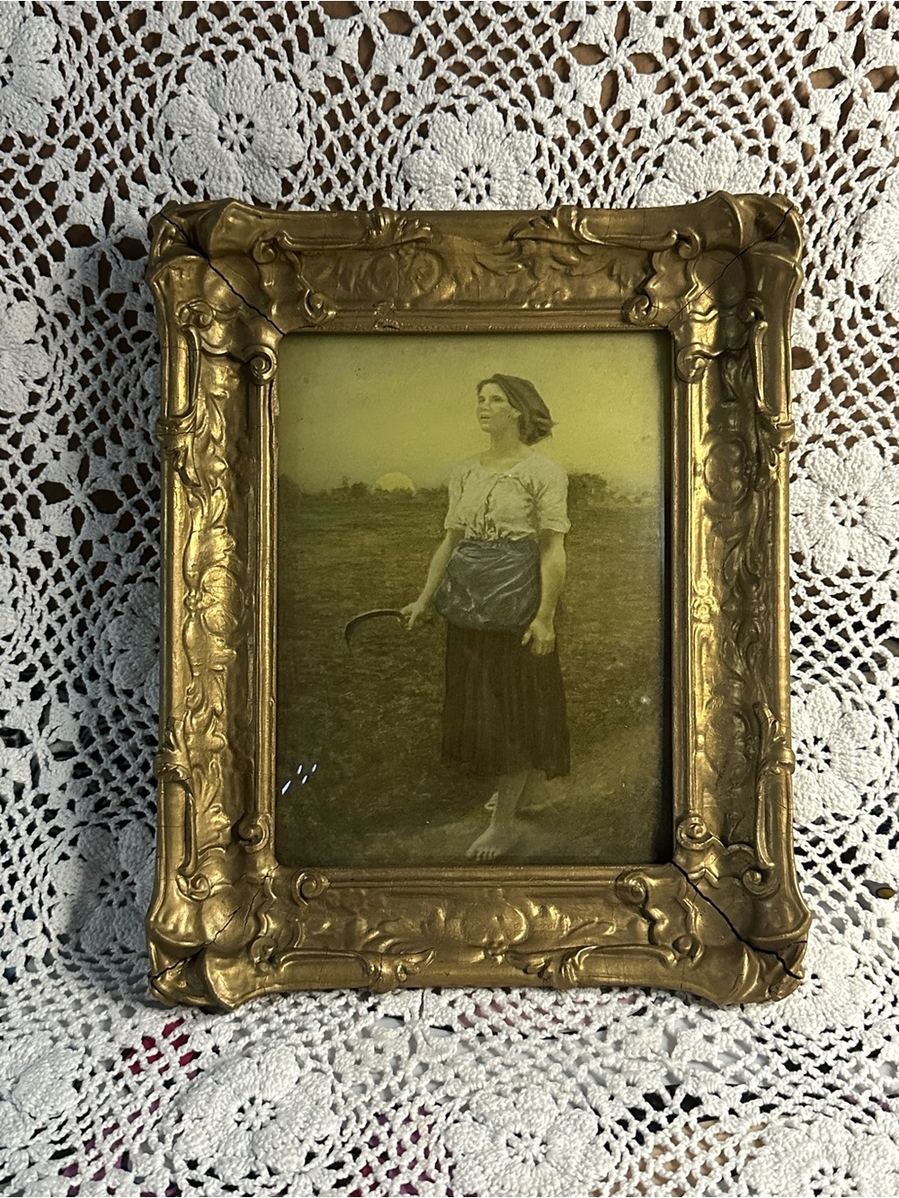 Antique Gold Ornate Picture Frame with “Song of the Lark” print